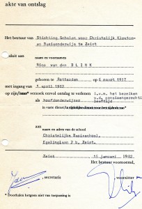 Bewijs van ontslag ivm pensionering 1982