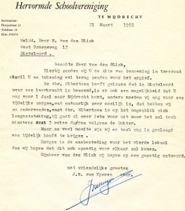 Brief ivm aanstelling in Mijdrecht 1955