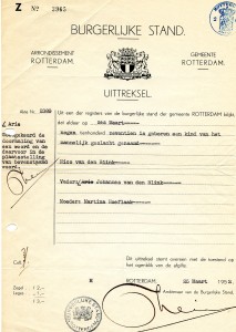 Uittreksel burgerlijke stand 1952